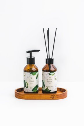 kit lavabo green peonia vegano difusor e sabonete liquido reserva brasil