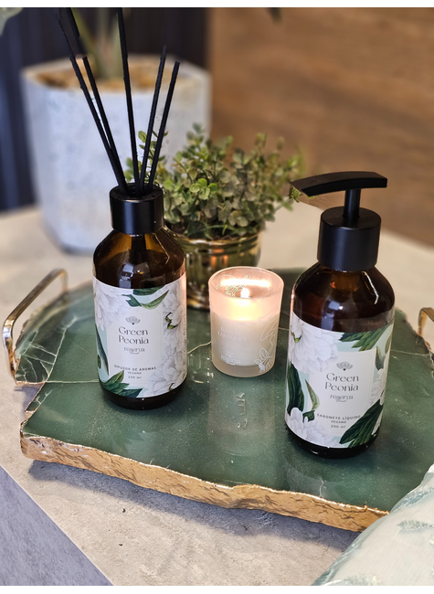 Kit Lavabo Linha Green Peonia + Difusor de Aromas 200ml e Sabonete